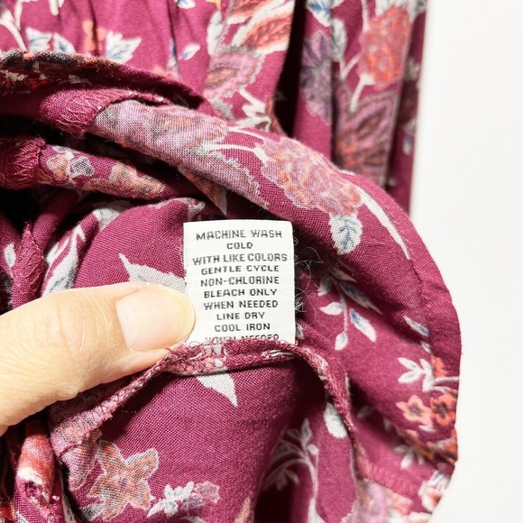 Caffe Marrakesh Blouse Boho Floral Small Button-Up Festival Peasant Rayon Top - Picture 10 of 10